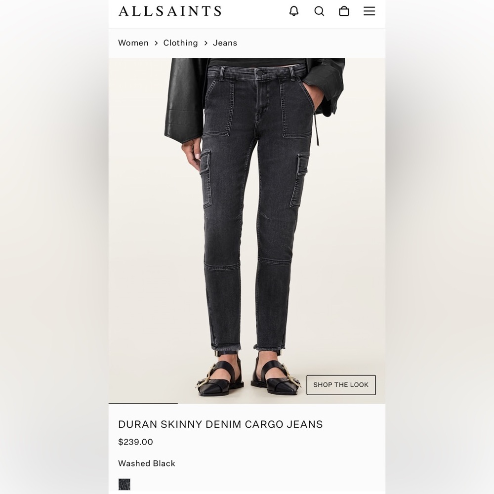 All Saints Duran Skinny Denim Cargo Jeans